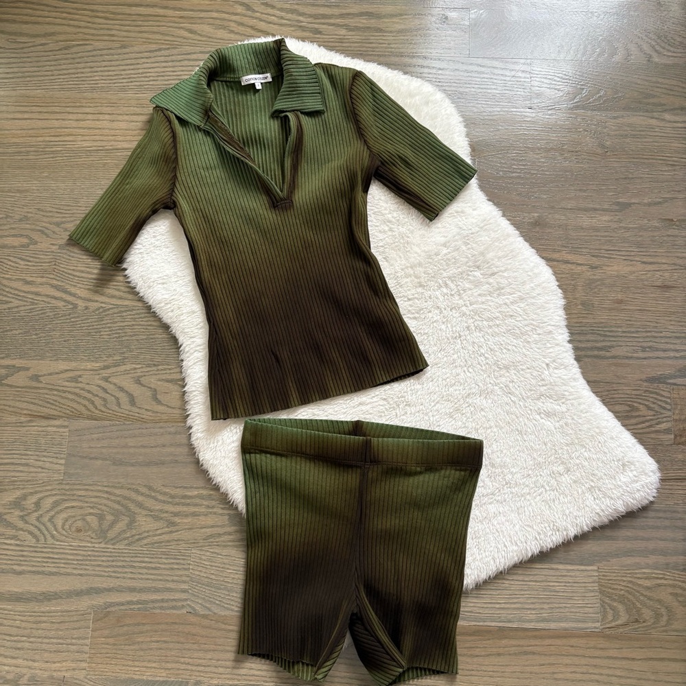 COTTON CITIZEN REVOLVE tie dye polo top and biker shorts set